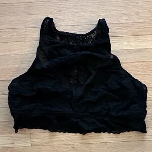 Aerie Black Lace and Mesh Bralette Crop Top - XL